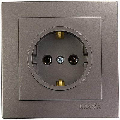 Розетка Nilson Touran 24161017 с заземлением антрацит