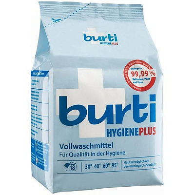 Стиральный порошок для машинной и ручной стирки Burti Hygiene plus дезинфицирующий антибактериальный 1,1 кг