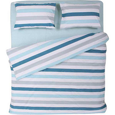 Комплект постельного белья Полоска 2,0 голубой La Nuit 