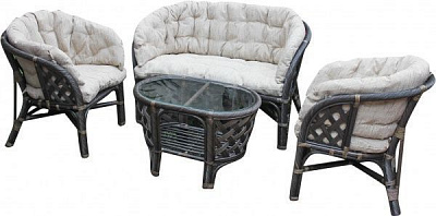 Комплект мебели Indigo из натурального ротанга Phuket 2 черный с белым 