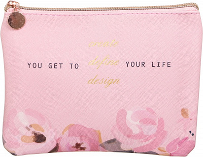 Пенал на блискавці Романтика ID13665 рожевий із малюнком