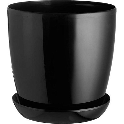 Горшок пластиковый Омела глянцевый круглый 3,3л черный 