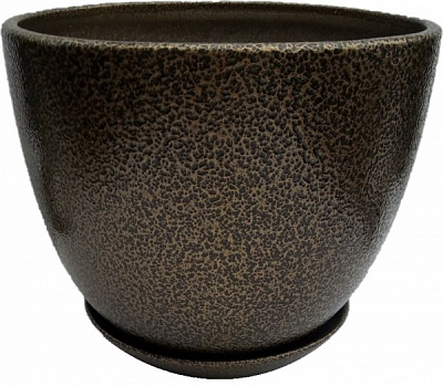 Горщик керамічний з піддоном Антік круглий 5 л античне золото