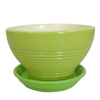 Горщик керамічний круглий 1л зелений (016-0-039)