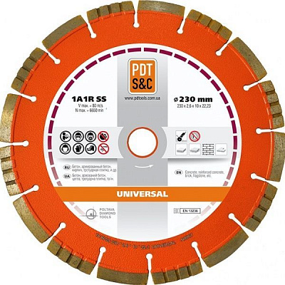 Диск алмазний відрізний PDT 1A1RSS/C3 UNIVERSAL 230x22,2 універсальний 830600UNVu