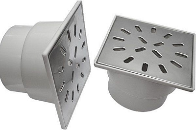 Душевой трап Water House D50 с нержавеющей решеткой 150х150 гидрозатвор