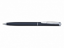 Ручка шариковая Flair подарочная 1014 синяя Long Champ сатин с золотом чорный корпус с камнем + футляр прозрачный 