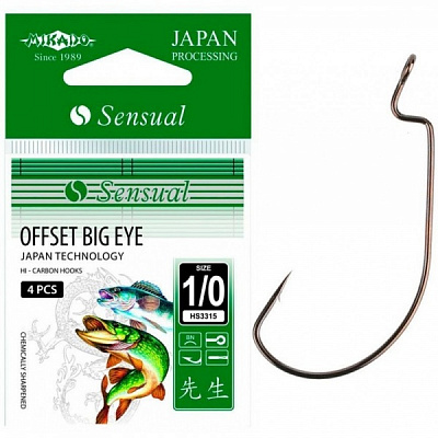 Крючок офсетный Mikado SENSUAL OFFSET BIG EYE (BLACK NICKEL) №1/0 4 шт.