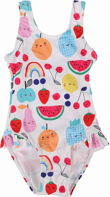 Купальник для девочек Фрукты р.110–116 белый 