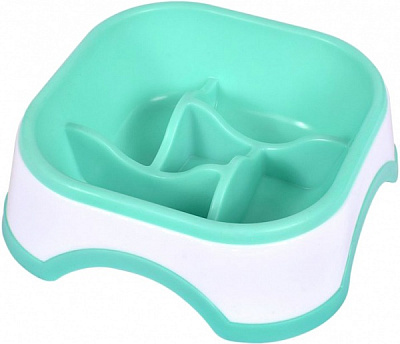 Миска AnimAll квадратна 0228 для повільного живлення 600 мл м'ятна (6914068020228)