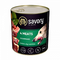Корм влажный для взрослых собак для всех пород Savory 4 вида мяса 800 г