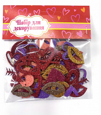 Набір наліпок з блискітками до дня Святого Валентина 60 шт. Аплі-Краплі