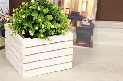 Кашпо дерев'яне Korobyaky 036 Ліссе міні 20х20х15 квадратний білий