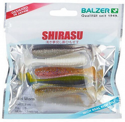 Віброхвіст Balzer 70 мм 5 шт. Shirasu Akiri Worm Color Mix 3
