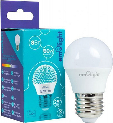 Лампа светодиодная Emilight 8 Вт G45 матовая E27 220 В 4000 К 