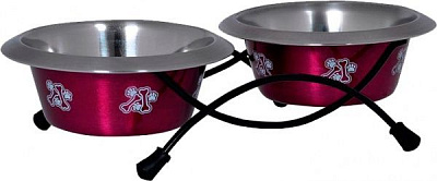 Набор мисок Lilli Pet Double Dinner из двух мисок 250 мл и подставкой красный