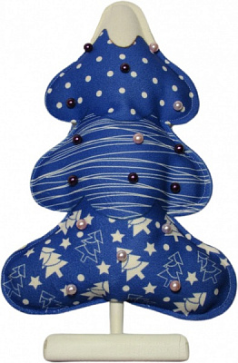 Прикраса новорічна на підставці Ялинка яруси синя з перлинами 30 см