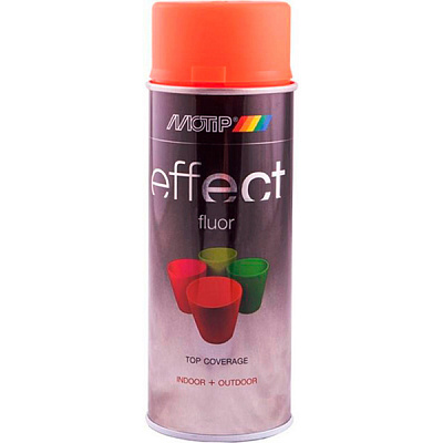 Краска аэрозольная Motip Deco Effect флуоресцентная красно-оранжевый 400 мл