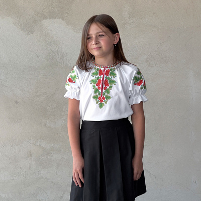 Вишиванка для дівчаток Едельвіка Калина р.128 білий 263-25/09