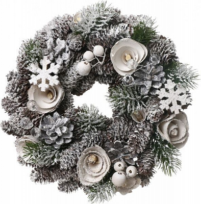 Венок новогодний с шишками и хвоей d230 мм f15584-wm 