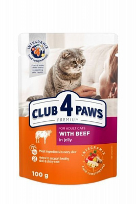 Корм Club 4 Paws С ГОВЯДИНОЙ В ЖЕЛЕ 80 г