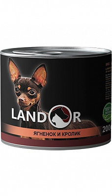 Консерва для дорослих собак для малих порід LANDOR Adult Ягня та кролик 200 г