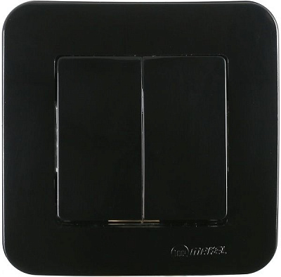 Выключатель двухклавишный Makel Lillium Natural без подсветки 10 А 250В черный