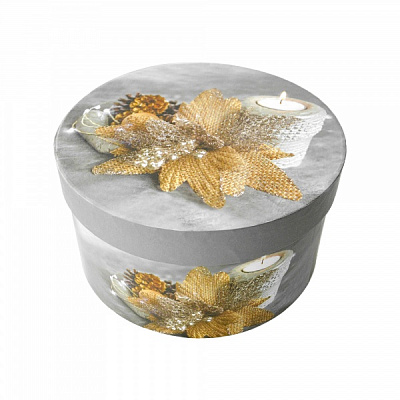 Коробка подарочная круглая новогодняя 2703211302 16,5х8,5 см