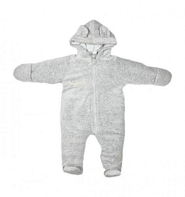 Комбінезон Bambinelli велюр утеплений з вишивкою сірий меланж р.74
