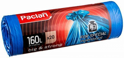 Мішки для побутового сміттямішки для будівельного сміття Paclan міцні 160 л 20 шт. (5900942340255)