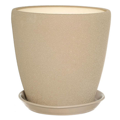 Горщик керамічний Оріана-Запоріжкераміка Грація №1 шовк капучіно круглий 10л капучино (056-1-053)