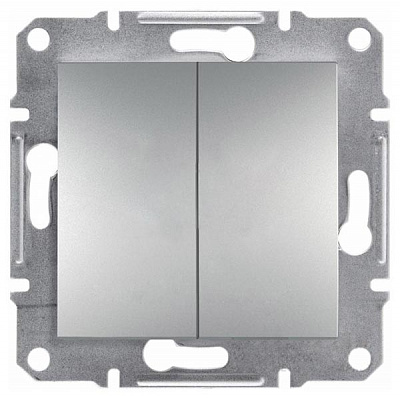 Выключатель двухклавишный Schneider Electric Asfora 10 А 220В IP20 алюминий EPH0300161