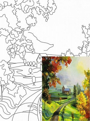 Холст на картоне с контуром Пейзаж №21 Rosa Start 