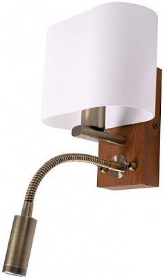 Бра Altalusse с LED-подсветкой (3W) 2x40 Вт E14 античная бронза/орех INL-3095W-02 Antique brass & W 
