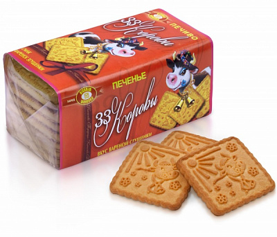 Печенье сахарное ХБФ 33 коровы вкус вареной сгущенки 180 г 