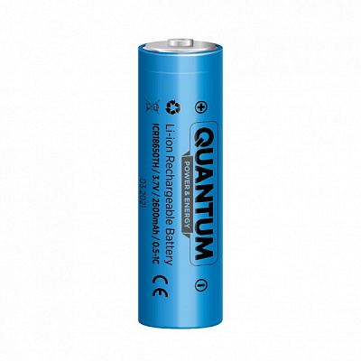 Аккумулятор Quantum 2600mAh 0.5-1С Li-ion ICR с клемным выступом 18650 1 шт. (ICR18650TH/2600) 