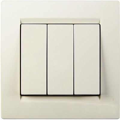 Вимикач триклавішний UP! (Underprice) One без підсвітки 220В крем 706-0303-109