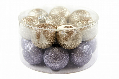 Набор елочных шаров графит и золото d165 мм 9 см 16 шт./уп. 