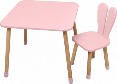 Комплект стіл і стілець ArinWOOD Зайчик рожевий 04-025R