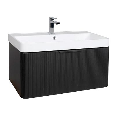 Тумба подвесная Aqua Rodos Frost Black с умывальником Deep 75 см (АР000127940)