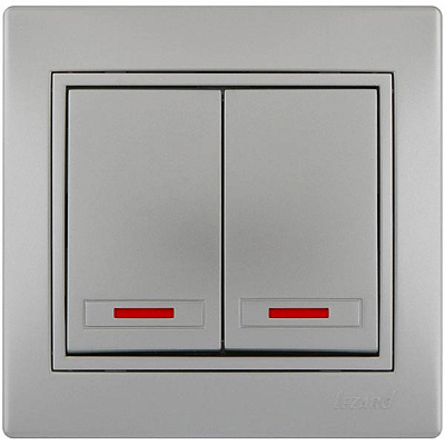 Выключатель двухклавишный Lezard Mira с подсветкой 10 А 250В IP20 серый 701-1010-112