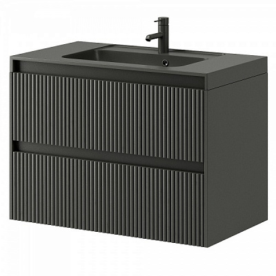 Тумба подвесная Aquarius Apollo 80 Graphite с умывальником Lux