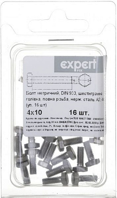 Болт метричний DIN933 4x10 мм 16 шт.