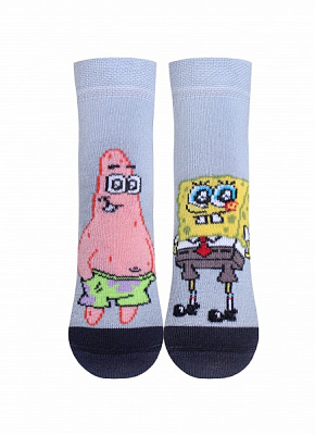 Шкарпетки унісекс Conte-Kids 3074 Spongebob (середньої довжини) 641 р.13-14 Сірий-Блакитний
