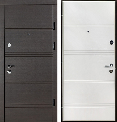 Дверь входная Revolut Doors В-413 модель 163 венге горизонт темный / дуб пломбир горизонт 2040x840 мм правая