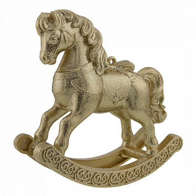 Украшение новогоднее MIS LT Лошадка-качалка 12 см золотой