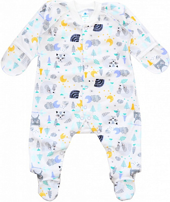 Комбинезон унисекс Minikin 201470162 р.62 молочный с рисунком 