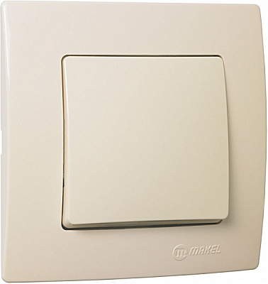 Вимикач одноклавішний Makel Lillium Natural Kare без підсвітки 10 А 250В кремовий 32010001