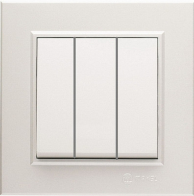 Выключатель трехклавишный Makel Karea без подсветки жемчуг 56100091