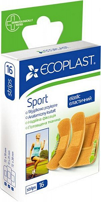 Лейкопластир ECOPLAST еластичних міцних Sport нестерильні 16 шт.